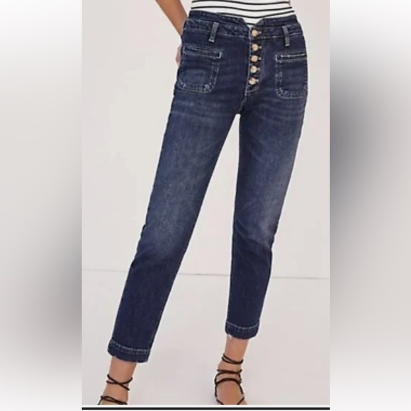 Anthropologie Pilcro High-Rise Slim Utility Jeans size 29 denim dark